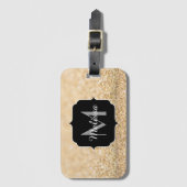 Champagne goudbollen monogram bagagelabel (Voorkant (verticaal))