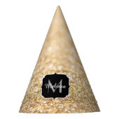 Champagne goudbollen monogram feesthoedjes (Voorkant)