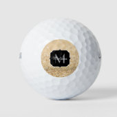 Champagne goudbollen monogram golfballen (Voorkant)