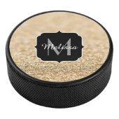 Champagne goudbollen monogram hockey puck (3/4)