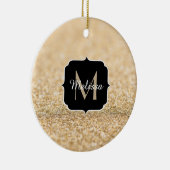 Champagne goudbollen monogram keramisch ornament (Rechts)
