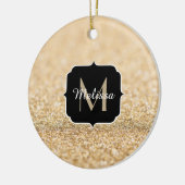 Champagne goudbollen monogram keramisch ornament (Links)