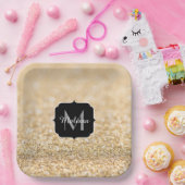 Champagne goudbollen monogram papieren bordje (Feest)