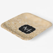 Champagne goudbollen monogram papieren bordje (Gebogen)