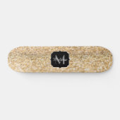 Champagne goudbollen monogram persoonlijk skateboard (Horizontaal)