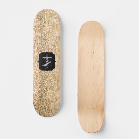 Champagne goudbollen monogram persoonlijk skateboard (Voorkant)