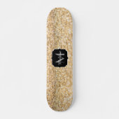 Champagne goudbollen monogram persoonlijk skateboard (Voorkant)