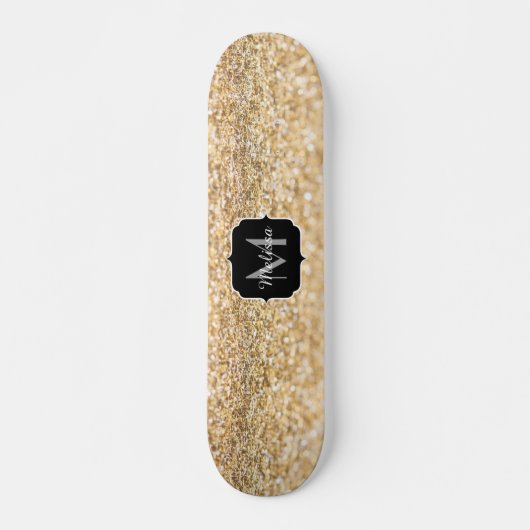 Champagne goudbollen monogram persoonlijk skateboard (Voorkant)