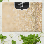 Champagne goudbollen monogram theedoek (Gevouwen)