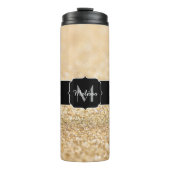 Champagne goudbollen monogram thermosbeker (Voorkant)