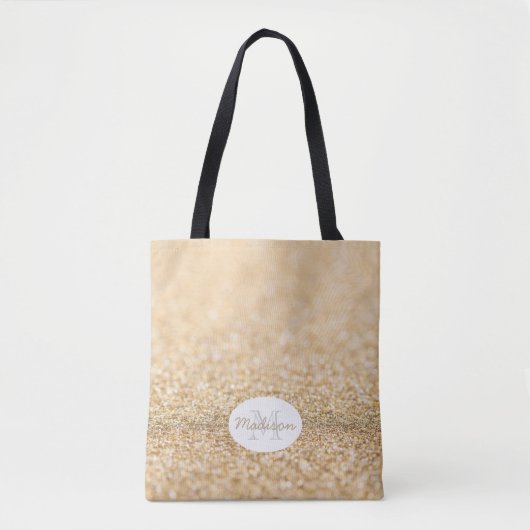 Champagne goudbollen monogram tote bag (Voorkant)