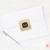 Champagne goudbollen monogram vierkante sticker (Envelop)