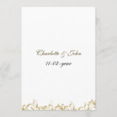 Champagne gouden barok bruiloft menu (Achterkant)