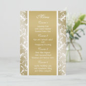 Champagne gouden barok bruiloft menu (Staand voorkant)