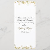 Champagne gouden barok bruiloft menu (Achterkant)