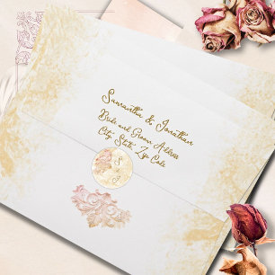 Champagne Gouden Barok Elegante Trouw Ronde Sticker