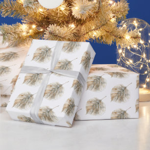 Champagne Gouden Bladeren Kerst Cadeaupapier