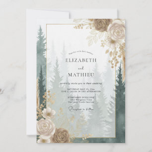 Champagne Gouden Bos Eucalyptus Bruiloft Kaart