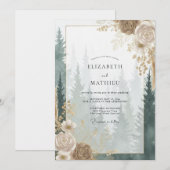 Champagne Gouden Bos Eucalyptus Bruiloft Kaart (Voorkant / Achterkant)