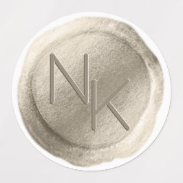 Champagne Gouden Folie Wax Seal Bruiloft Monogram Labels