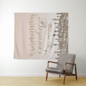 Champagne Gouden Glitter Drip Quinceañera Achtergr Wandkleed (In Situ (horizontaal))