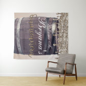 Champagne Gouden Glitter Drip Rustieke Quinceañera Wandkleed (In Situ (horizontaal))