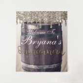 Champagne Gouden Glitter Drip Rustieke Quinceañera Wandkleed (Voorkant)