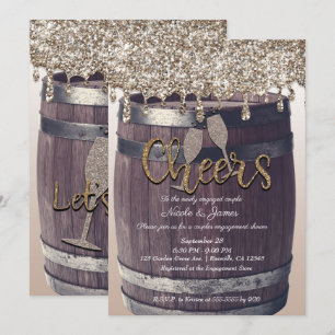 Champagne Gouden Glitter Drip Vat Huwelijk Kaart