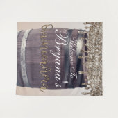 Champagne Gouden Glitter Druppel Rustieke Quinceañ Wandkleed (Voorkant (horizontaal))