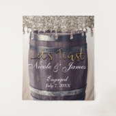 Champagne Gouden Glitter Druppelvat Barn Verloving Wandkleed (Voorkant)