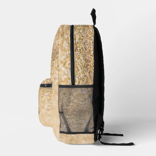 Champagne gouden glitter fonkelt Custom naam Bedrukte Rugzak (Rechts)