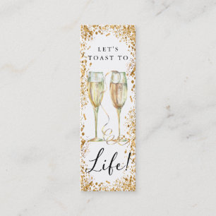 Champagne Gouden Glitter Verjaardagsfeestje Boekle Mini Visitekaartje