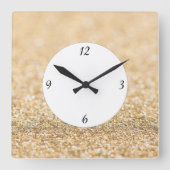 Champagne gouden glitters glinsteren met nummers vierkante klok (Voorkant)