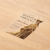 Champagne Gouden Jurk 70 & Fabulous 70e Verjaardag Acryl Uitnodigingen (Laagn)