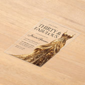 Champagne Gouden jurk Fabulous 30ste verjaardag Acryl Uitnodigingen (Laagn)