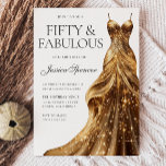 Champagne gouden jurk Fabulous 50ste verjaardag Kaart<br><div class="desc">Champagne Gold Dress Fabulous Fifty 50th Birthday Invitation Bekijk bijpassende collecties en variaties in het collectie hieronder</div>