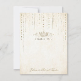 Champagne gouden juwelen sprookjesachtige kroon bedankkaart