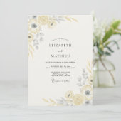 Champagne Gouden Loof Zachte Eucalyptus Bruiloft Kaart (Staand voorkant)