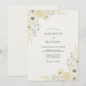 Champagne Gouden Loof Zachte Eucalyptus Bruiloft Kaart (Voorkant / Achterkant)