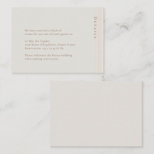 Champagne Gouden Moderne Chic Detail Bijlagekaart Informatiekaartje (Voorkant / Achterkant)