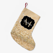 Champagne gouden nepschittering glinstert Monogram Kleine Kerstsok (Voorkant (Hangend))