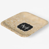 Champagne gouden nepschittering glinstert Monogram Papieren Bordje (Gebogen)
