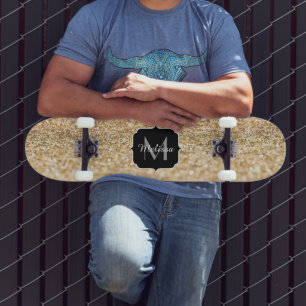 Champagne gouden nepschittering Monogram Persoonlijk Skateboard