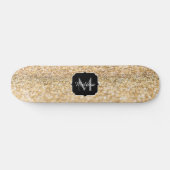 Champagne gouden nepschittering Monogram Persoonlijk Skateboard (Horizontaal)