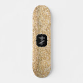 Champagne gouden nepschittering Monogram Persoonlijk Skateboard (Voorkant)