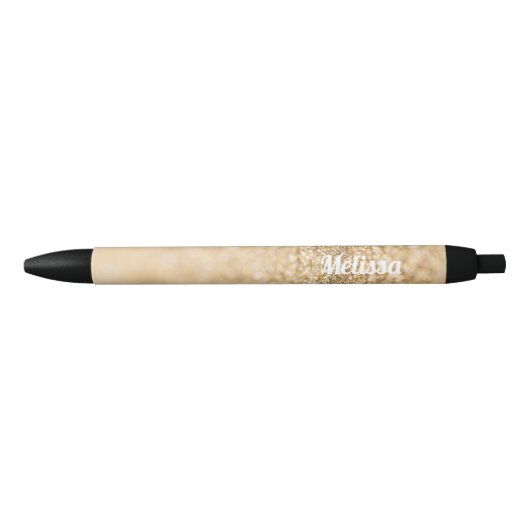 Champagne gouden nepschittertjes Personaliseer Zwarte Inkt Pen (Voorkant)