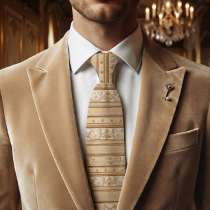 Champagne Gouden Regency Streep Stropdas