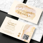 Champagne Gouden Social Media QR Code Glitter Visitekaartje