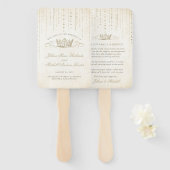 Champagne gouden sprookje kroon dank u aandenken handwaaier (Voorkant en achterkant)