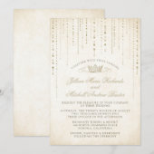 Champagne Gouden Sprookjeskroon Bruiloft Kaart (Voorkant / Achterkant)